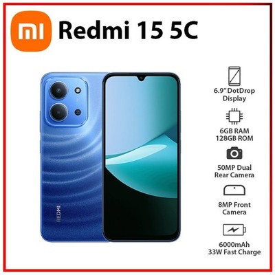(New) Xiaomi Redmi 15C 6GB+128GB BLUE Dual SIM Unlocked Android Mobile Phone