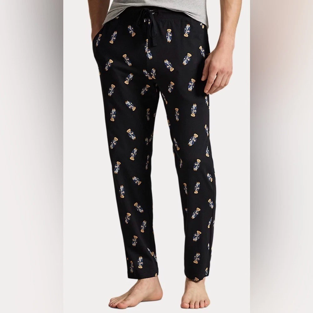 Polo Ralph Lauren Cowboy Bear Pajama Pants Lounge Jogger Sweatpants Blue Mens XL