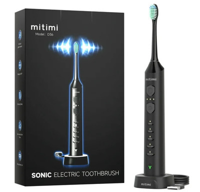 Mitimi S2-W Sonic Electric Toothbrush, 2 Brush Heads, 5 Modes, 3 Intensities,