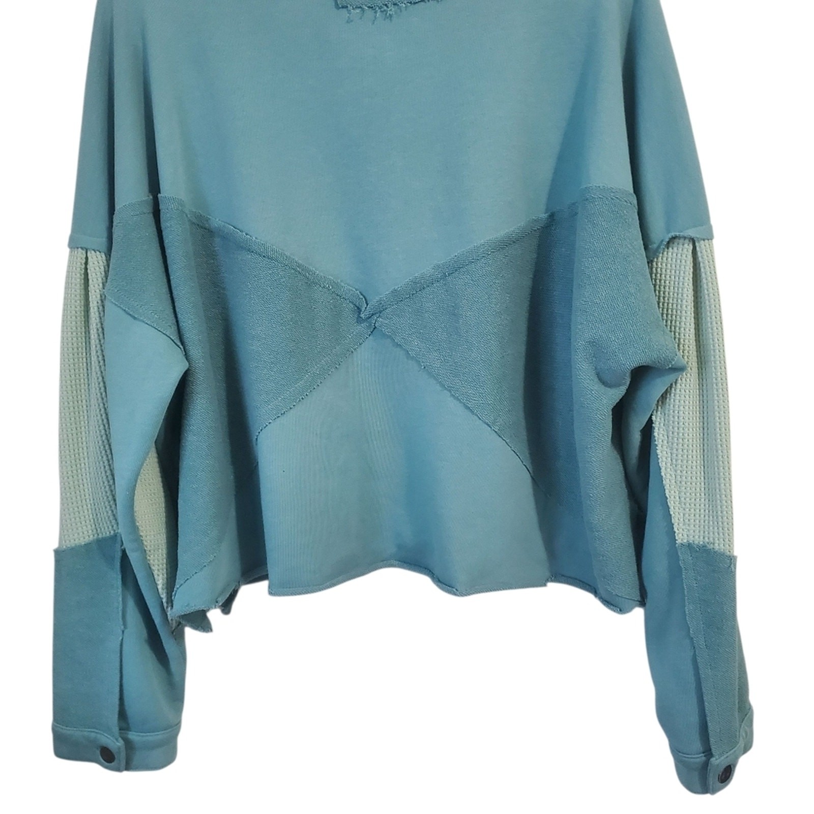 POL Boho Patchwork Button Down Shirt Jacket Green… - image 11