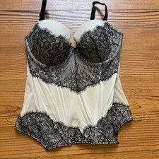 Victoria's Secret cream black lace adjustable strap bustier SIZE 34C