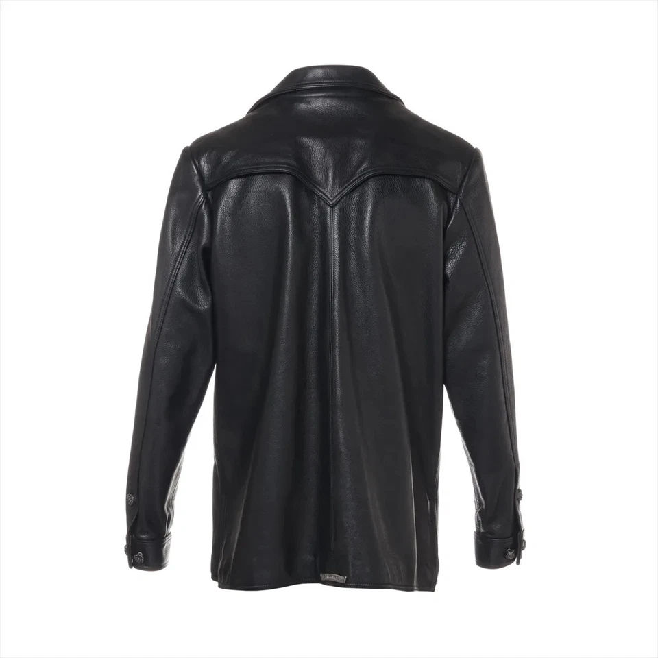 Chrome Hearts Leather jacket Leather size M Black × Silver crow ball button - Image 2 of 4