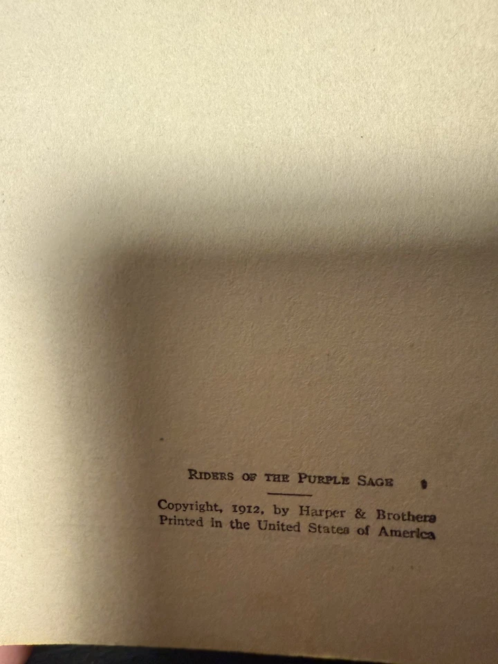 1912 Riders Of The Purple Sage 1st Edition by Zane Grey - Image 3 of 4