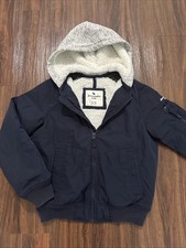 Abercrombie Kids Youth 11/12 Navy Blue Sherpa Lined Hooded Full Zip Jacket