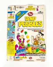Vintage 1992 Post Dino Pebbles Cereal Box Hanna Barbera Flintstones Kids Food