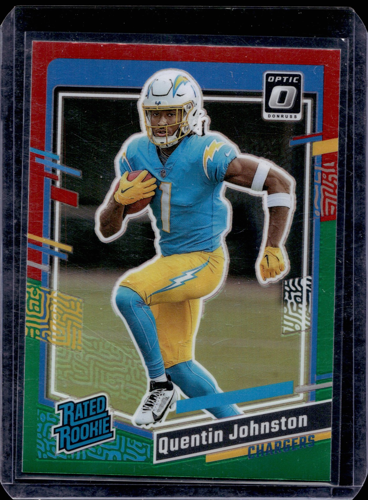 2023 Donruss Quentin Johnston Optic Rookie Preview Red Green Prizm Chargers M03