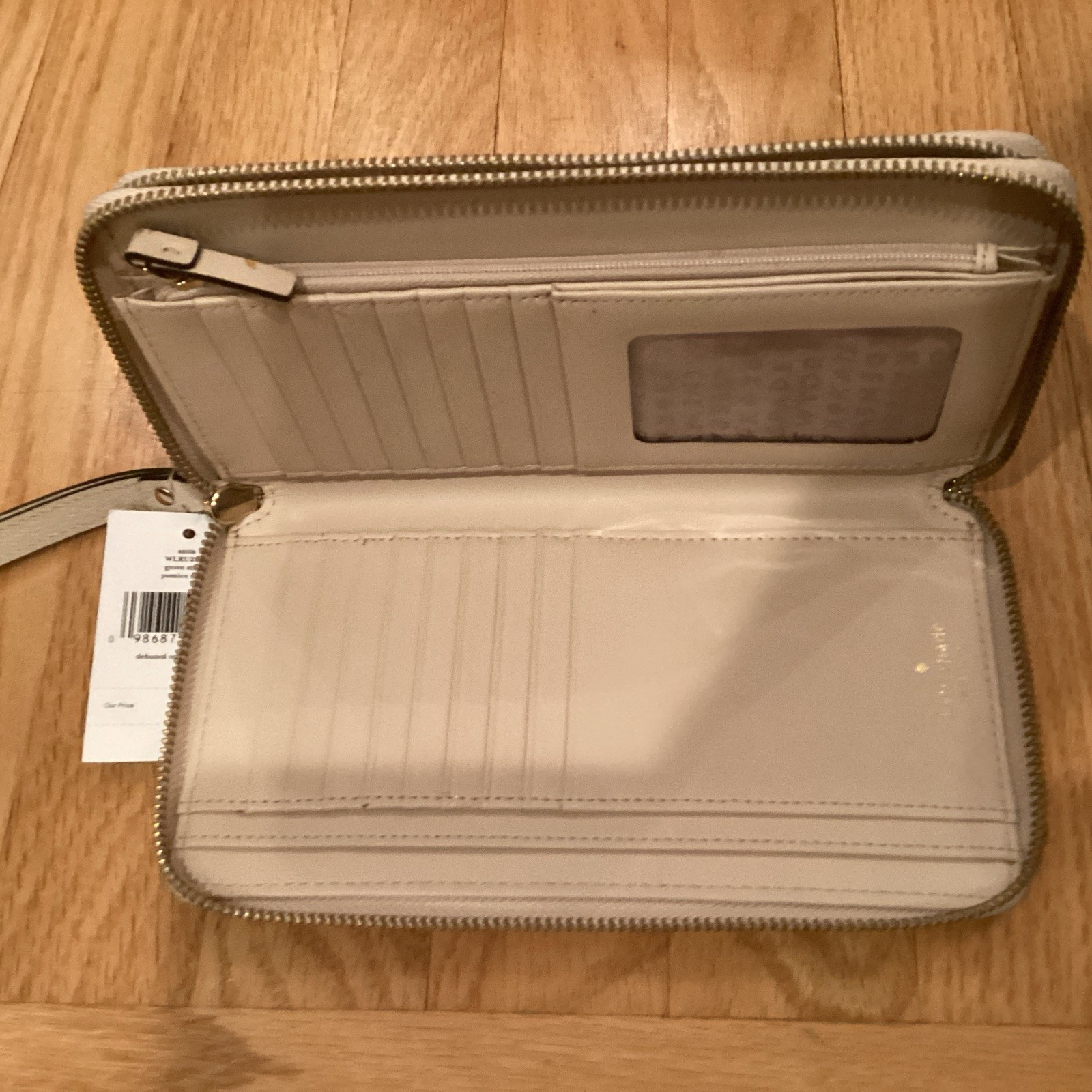 Kate Spade Grove Street Anita zip wristlet beige pebbled leather NWT beige thumbnail 5