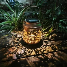 Hummingbird Solar Lantern - Waterproof Outdoor Metal LED Chandelier, Stylish Law