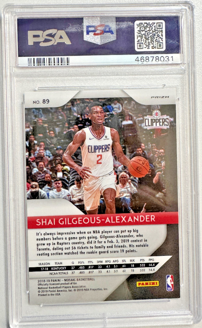 2018 PANINI PRIZM MOSAIC #89 SHAI GILGEOUS-ALEXANDER ROOKIE RC PSA 10 view 2