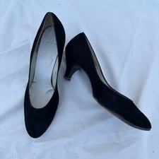 Vtg Sz 8 Penney s Black Suede Kitten Heel Pumps Classic Mid-Century Elegance