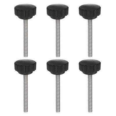 6x Rändelschrauben mit Klemmknopf,M6 x 55mm,metrisches Gewinde,28mm,matter Kopf