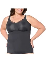 Evelyn & Bobbie Women's Lace Trim V-Neck Seamless Bra Cami Black