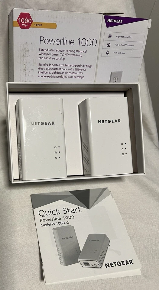New, NETGEAR PL1000-100PAS Powerline 1000 Network Extenders 2 Pack, White. - Image 2 of 4