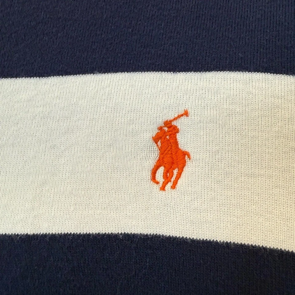 Ralph Lauren Polo Deportivo Pony Bordado Rayas Anchas Rugby Manga Larga Top Camisa Foto 2 de 4