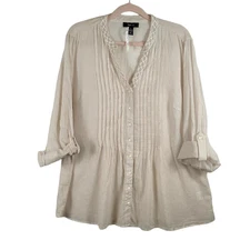 Style & Co Women's Illusion-Striped Top Silver XL