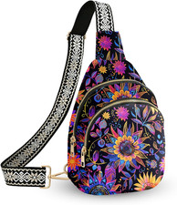 Leather Sling Bag Small Crossbody Backpack Travel Shoulder Pack Hiking Adjustabl