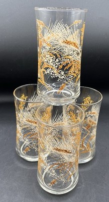Libby Vintage Dried Flowers Set Of 4 Tumblers 5 1/4''