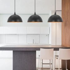 Black Pendant Light, 11.8" Industrial Dome Pendant Lights Kitchen Island