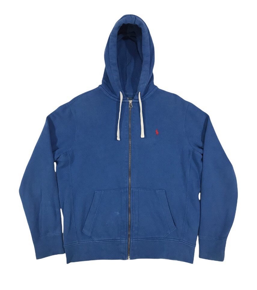 Polo Ralph Lauren Men's Large Blue Full Zip Fleece Pullover Hoodie