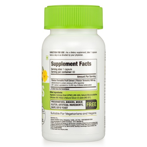 Tribulus Terrestris 60 Capsules Saponins TESTOSTERONE BOOSTER Big Muscle Builder - Picture 2 of 4