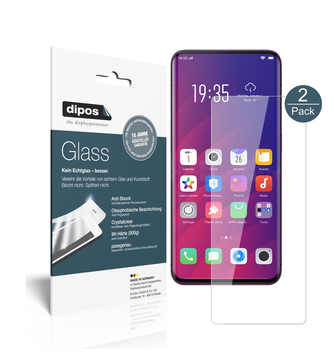 Dipos FLEX 3x Pellicola Protettiva Per Oppo Find X – Copertura Totale Dello Schermo Curvo – Antiurto – Made In Germany - 4