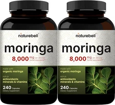2 Pack Moringa Capsules 8000Mg per Serving, 480 Total Capsules | Green Superf...