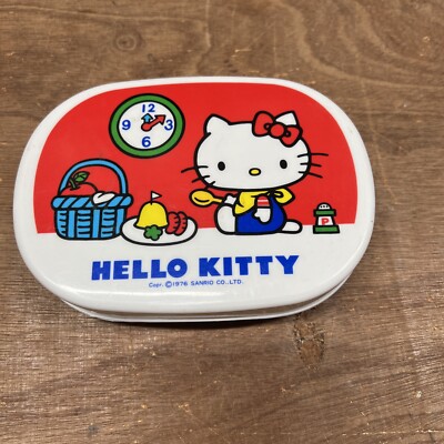 Vintage Hello Kitty Kunststoff Brotdose 1976 Sanrio Co. Japan sehr selten sehr guter Zustand (12)