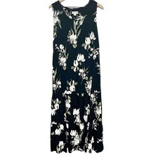 Ava & Viv Womens Floral Maxi Dress Size 1X Sleeveless Black