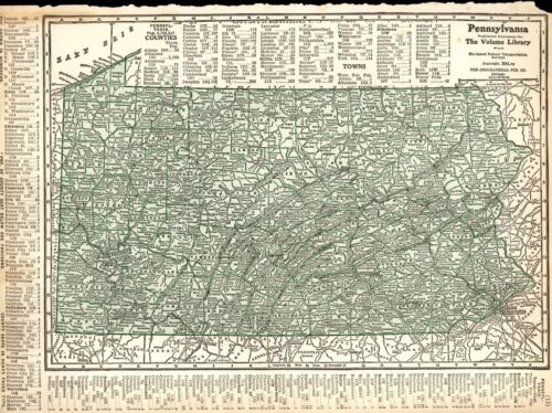 Mappa della Pennsylvania e della Virginia Occidentale The Volume Library 1922 - Foto 1 di 2