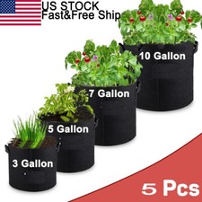 5 Pk Plant Grow Bags Fabric Pot Nursery Soil ...