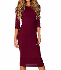 ICONOFLASH Women's 3/4 Sleeve Bodycon Midi Dress - S To 3XL