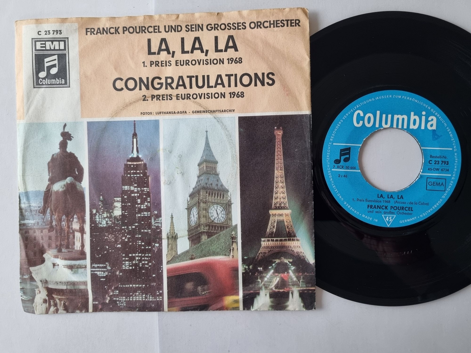 Franck Pourcel - La, La, La/ Congratulations 7'' Vinyl Germany EUROVISION 1968