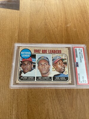 1968 Topps NL RBI Leaders Roberto Clemente Hank Aaron Orlando