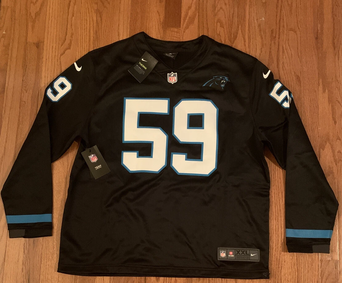 Nike Carolina Panthers No59 Luke Kuechly Black Team Color Men's Stitched NFL Limited Therma Long Sleeve Jersey