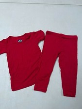 KICKEE PANTS BAMBOO VISCOSE SUPER SOFT RED 2 PC PAJAMAS SET BOYS 12 18 MS