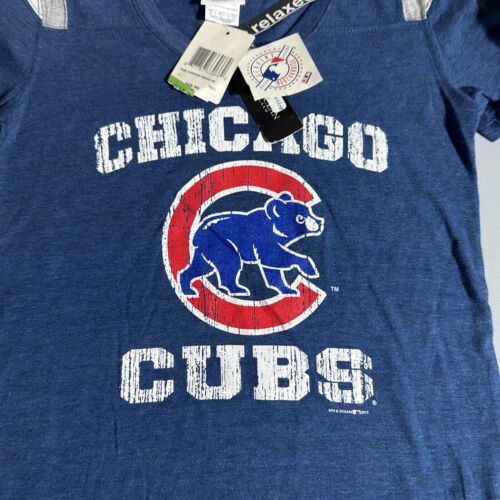 Chicago Cubs Womens MLB Baseball Retro Logo Shirt 5th & Ocean New Medium