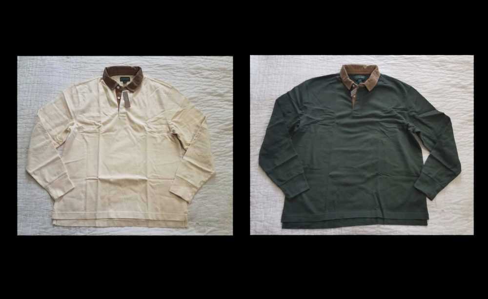 NEW NEN'S XS XL J CREW 1984 CORDUROY COLLAR RUGBY SHIRT NATURAL