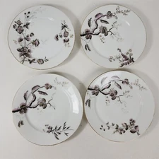 4 Vintage Charles Field Haviland Limoge Flowers Salad Plates - 7 3/8"