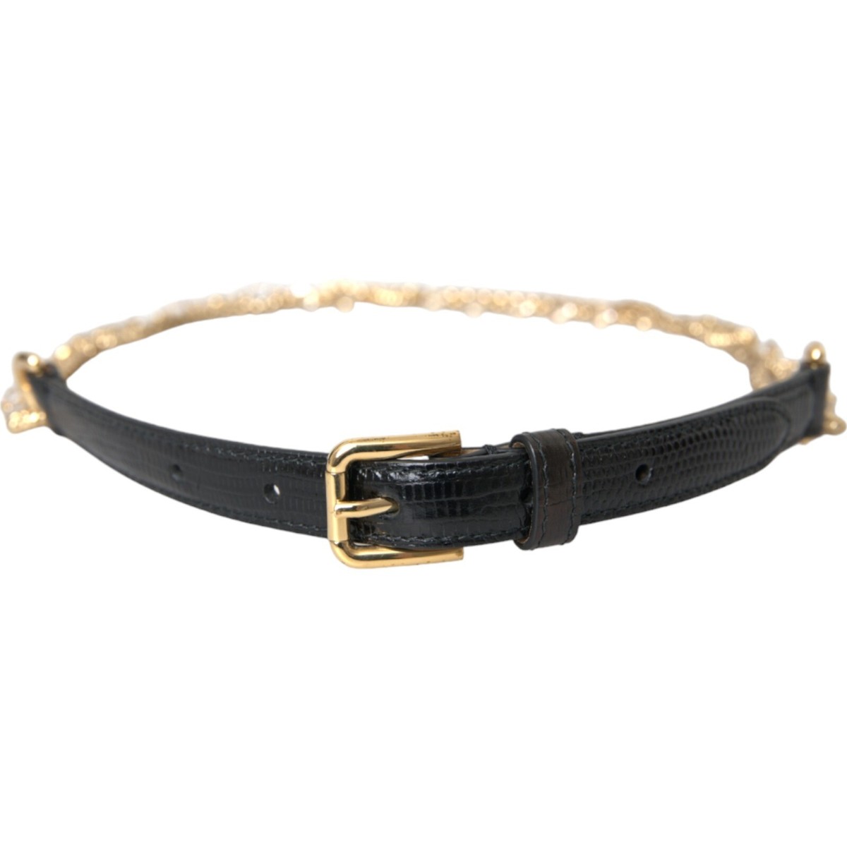 Dolce & Gabbana Gold Leather DG Crystal Buckle Cintura Belt Dolce & Gabbana - Girls Metallic Gold Leather DG Belt  main image 3