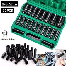 Impact Sockets Set 12 Inch Drive 20 Pcs Metric 8 - 32mm Deep 6-point Set Wcase