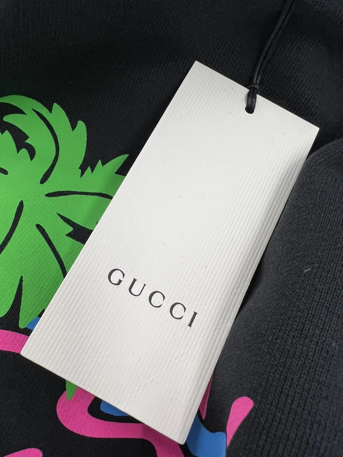 Felpa con cappuccio Gucci nera in cotone hawaiano taglia media USA Made in Italy