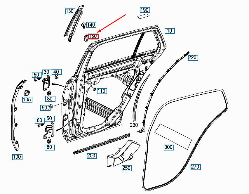 MERCEDES-BENZ GLA H247 Rear Door Trim Fastening Dowel A0009891500