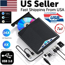 External CD DVD Drive for PC Laptop Windows 11 10 Burner Reader Writer USB 3.0