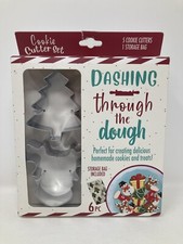 Cookie Cutter Set 6 Piece Dashing Through The Dough With Storage Bag. New.