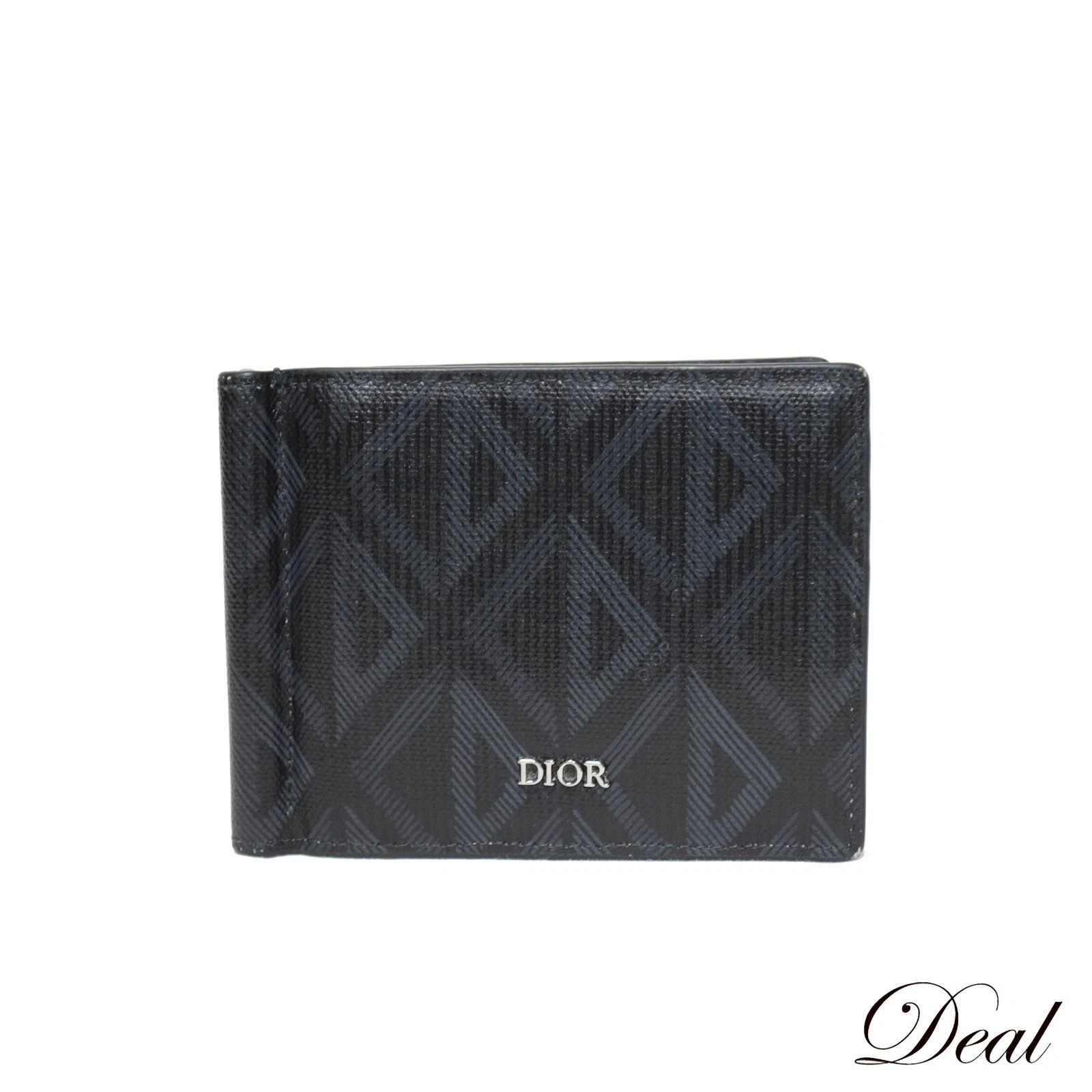 2ESBH069DCO_H43E CD DIAMOND toile homme portefeuille double pli noir Dior