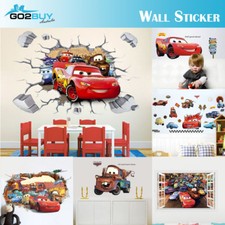 3D Wall Stickers Removable Racing Car Disney McQueen Broken Wall Kids Room Decal