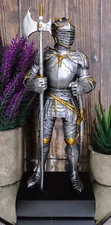 Ebros Gift Silver & Gold Italian Knight Figurine Medieval Royal 9.25" Tall