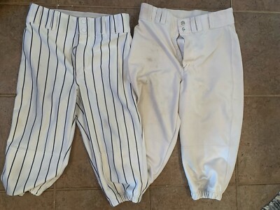 2 Pair Champro Sports MVP Knicker XS Baseball White/Black Pin Stripe Pants+White