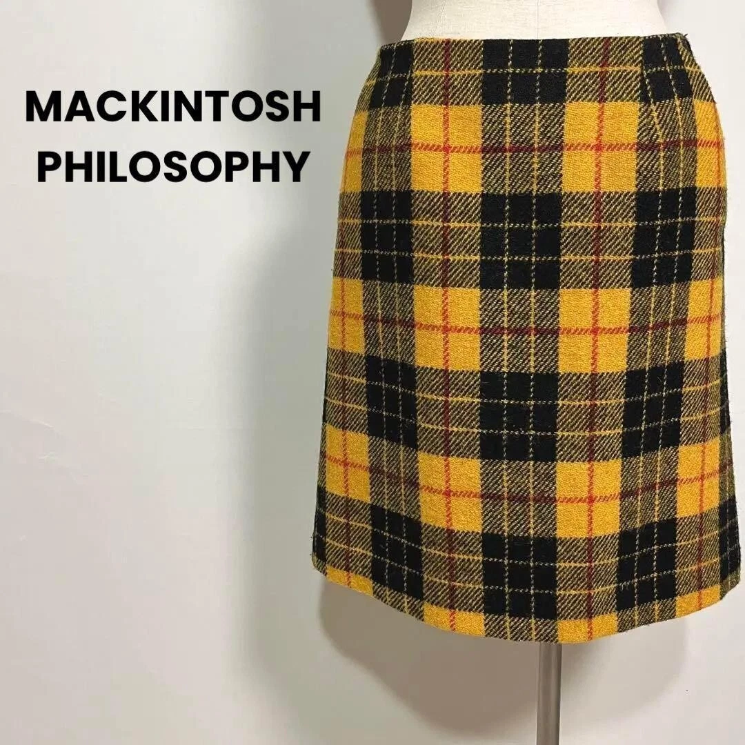Mackintosh Harris Tweed Trapezoidal Skirt Knee Length Check Skirt Size 36