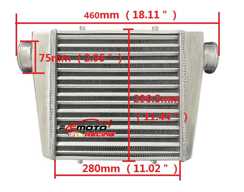 18"x12"x2.75" FMIC UNIVERSAL ALUMINUM TURBO INTERCOOLER 3" IN/OUTLET Tube & Fin - Image 2 of 4